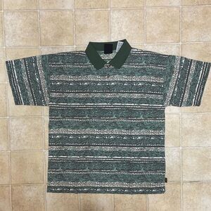 Bugle Boy Forest Green Leaf Print Polo Size XL
